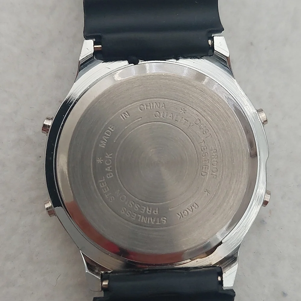 HANIG & CO. Chrome Digital Black and Silver Watch NIB